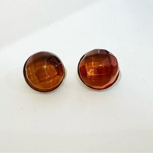 Givenchy Amber Glass Dome Clip-On Earrings stamped